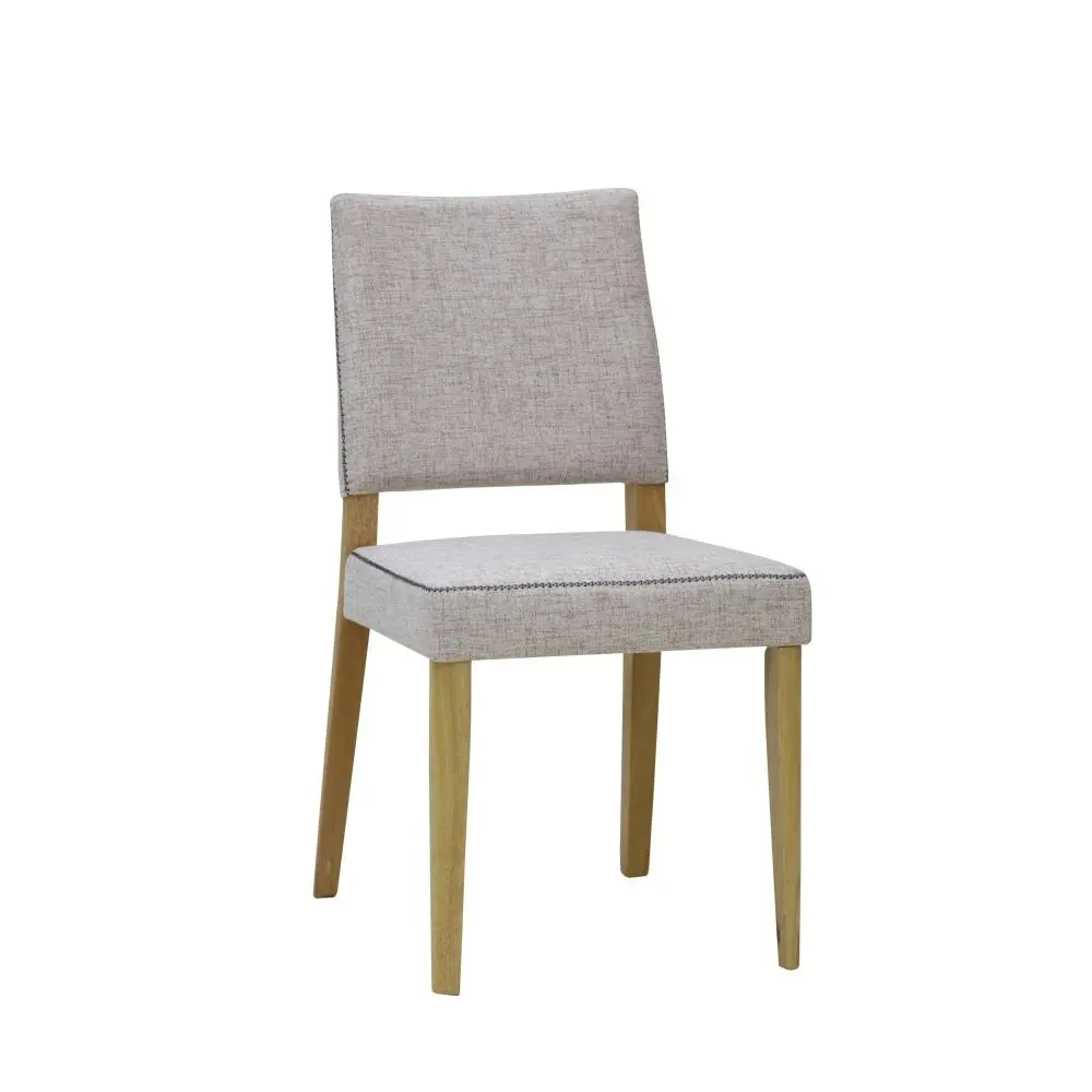 6IXTY Set of 2 Oslo Scandinavian Fabric Dining Chair Wooden Frame - Light Dusk