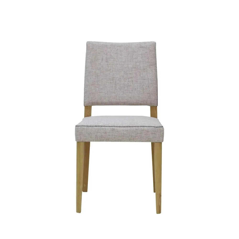 6IXTY Set of 2 Oslo Scandinavian Fabric Dining Chair Wooden Frame - Light Dusk