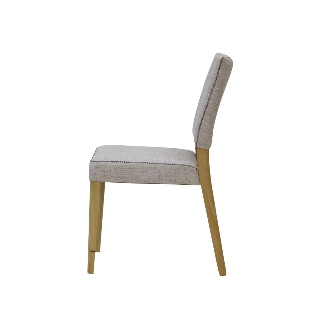 6IXTY Set of 2 Oslo Scandinavian Fabric Dining Chair Wooden Frame - Light Dusk