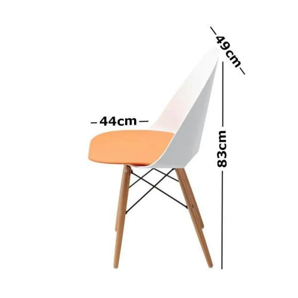 6IXTY Set of 4 - Plaza Scandinavian Dining Chair - Orange