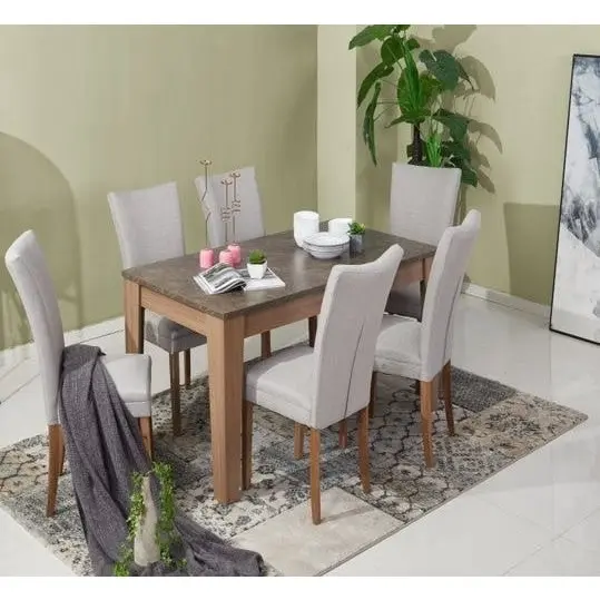 Design Square Set Of 2 Designer Fabric Modern Dining Chair Wooden Legs - Taupe