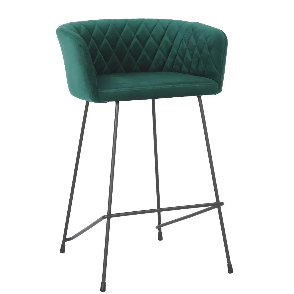 Set Of 2 Camille Velvet Fabric Kitchen Counter Bar Stool - Teal