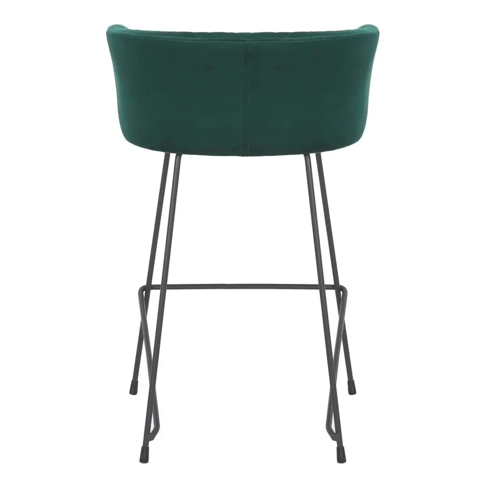 Set Of 2 Camille Velvet Fabric Kitchen Counter Bar Stool - Teal