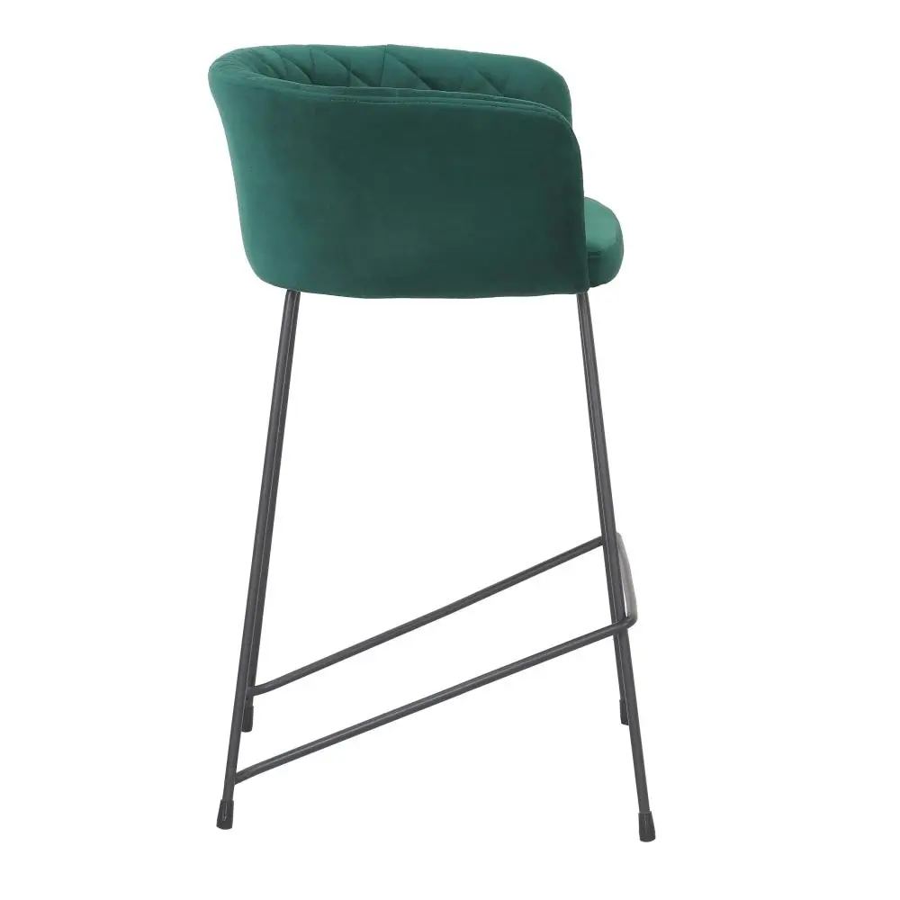 Set Of 2 Camille Velvet Fabric Kitchen Counter Bar Stool - Teal