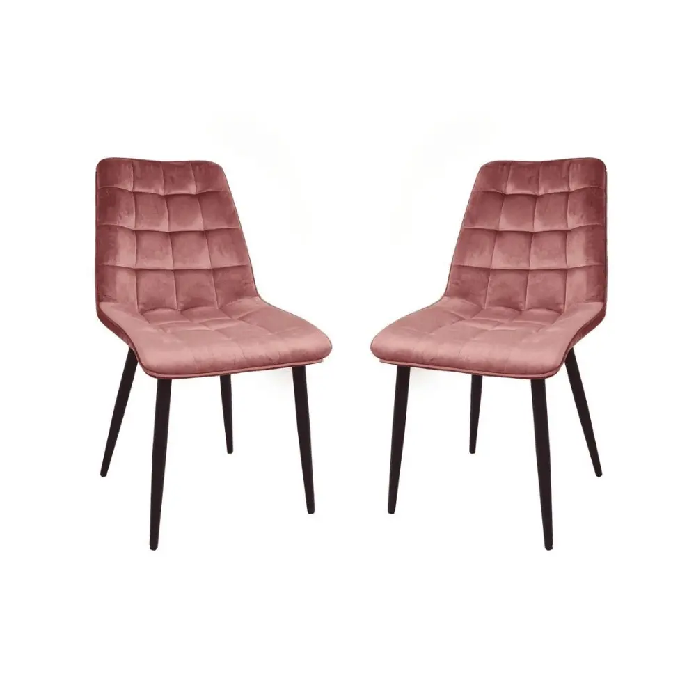 HomeStar Set of 2 Lumy Velvet Fabric Modern Dining Chair - Pink