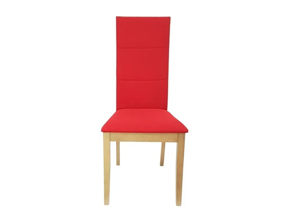 6IXTY Set of 2 - Society Scandinavian Fabric Dining Chair - Oak Wooden Frame - Red