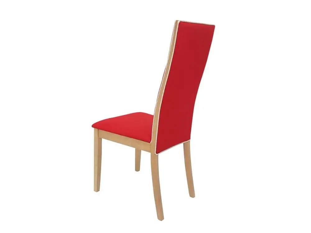 6IXTY Set of 2 - Society Scandinavian Fabric Dining Chair - Oak Wooden Frame - Red