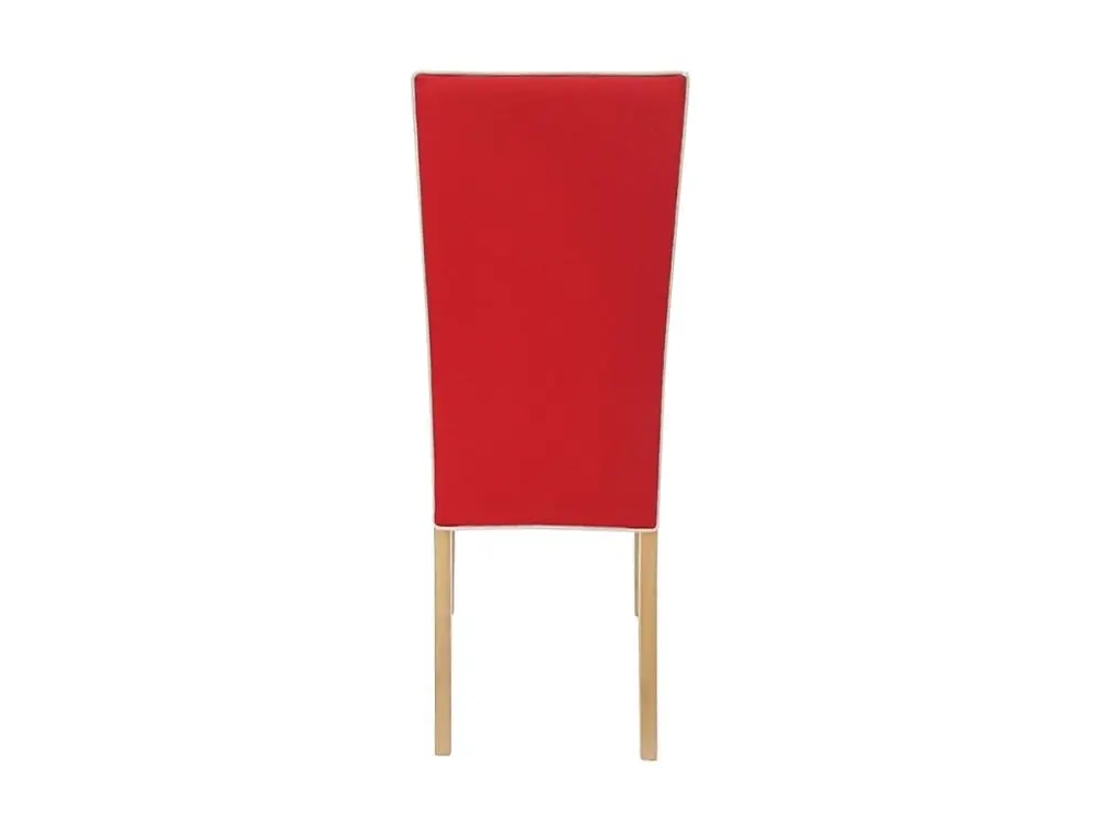 6IXTY Set of 2 - Society Scandinavian Fabric Dining Chair - Oak Wooden Frame - Red