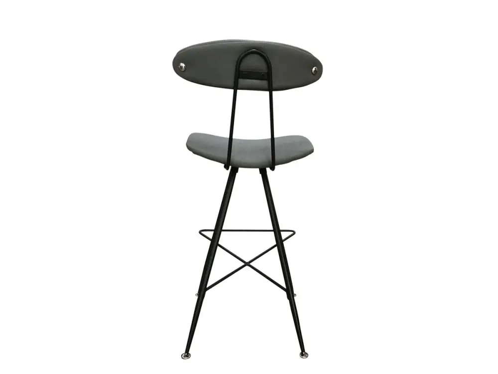 6IXTY Set of 2 - Rialto Scandinavian Fabric Bar Stool 65cm - Metal Frame - Grey