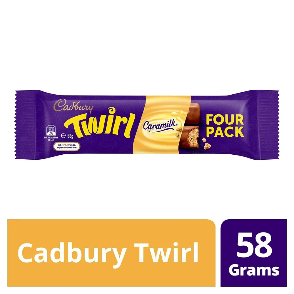 42pc Cadbury Twirl Milk Chocolate 58g Caramilk Sweet Confectionery Choco Bar