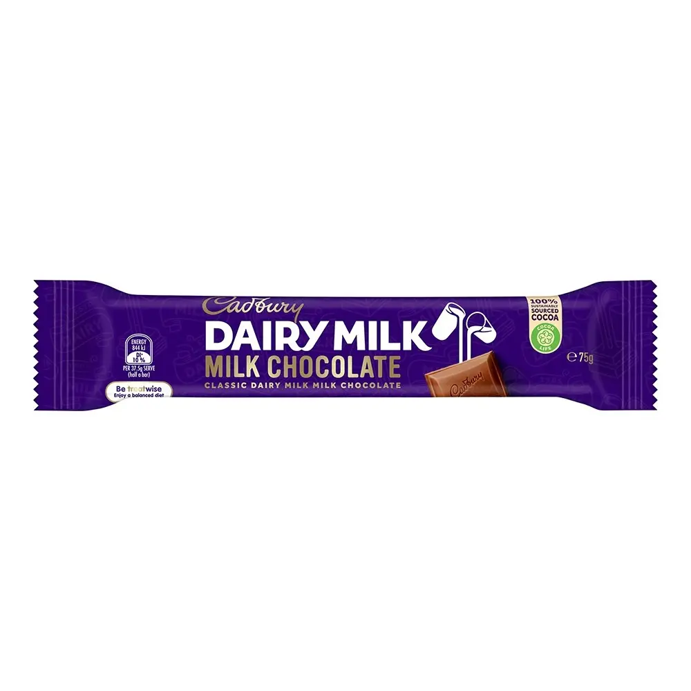 42pc Cadbury Dairy Milk Chocolate Bar 75g Confectionery Choco Sweet Snack Treats