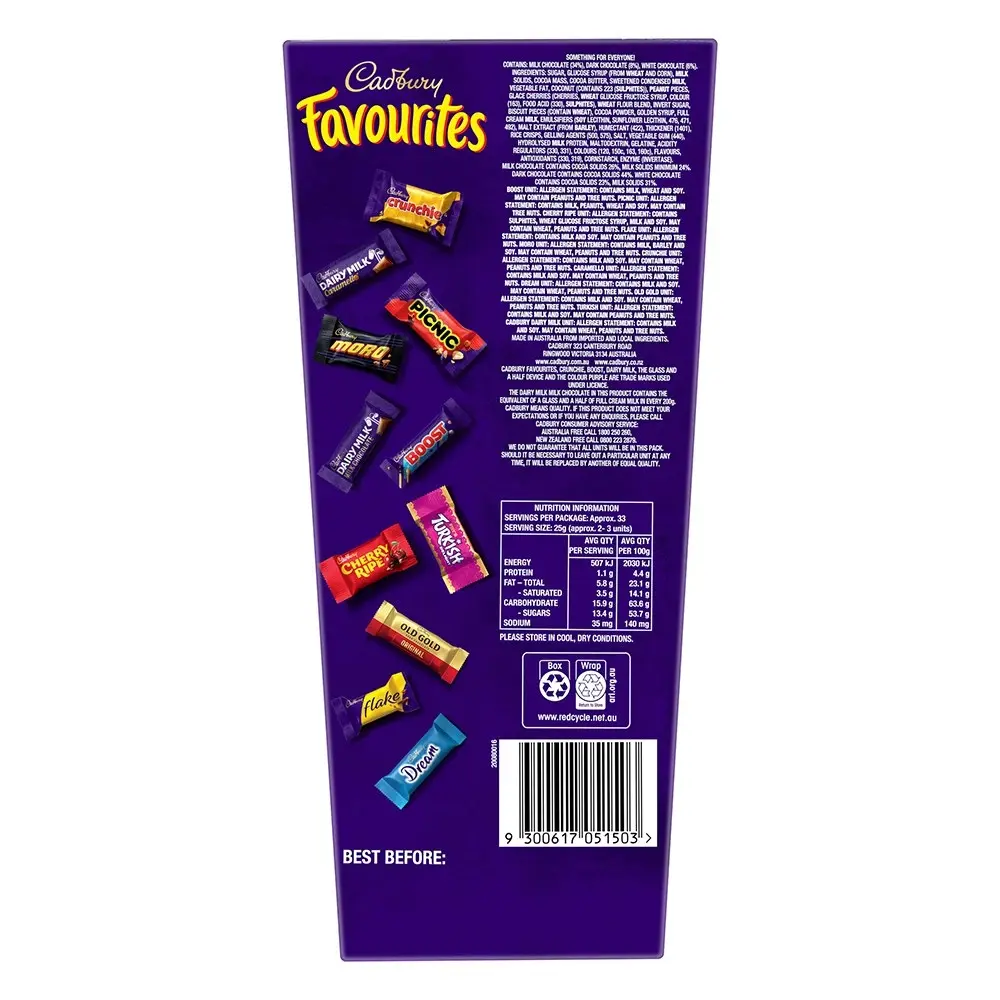 Cadbury 820g Favourites Assorted Chocolates Boxed Choco Party Sweet Treats Snack