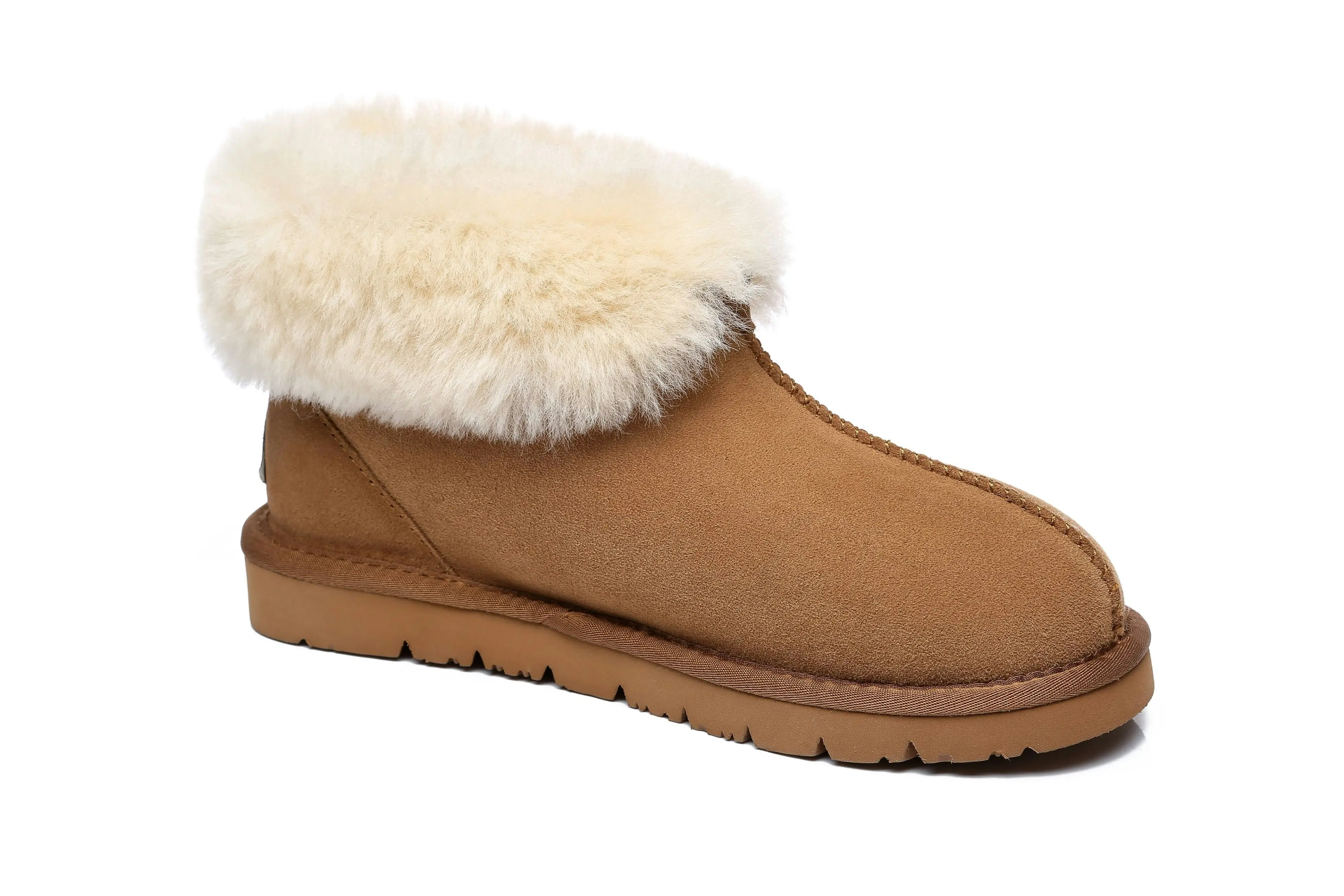 EVERAU 100% Australian Sheepskin Classic Ugg Ankle Mallow Slippers