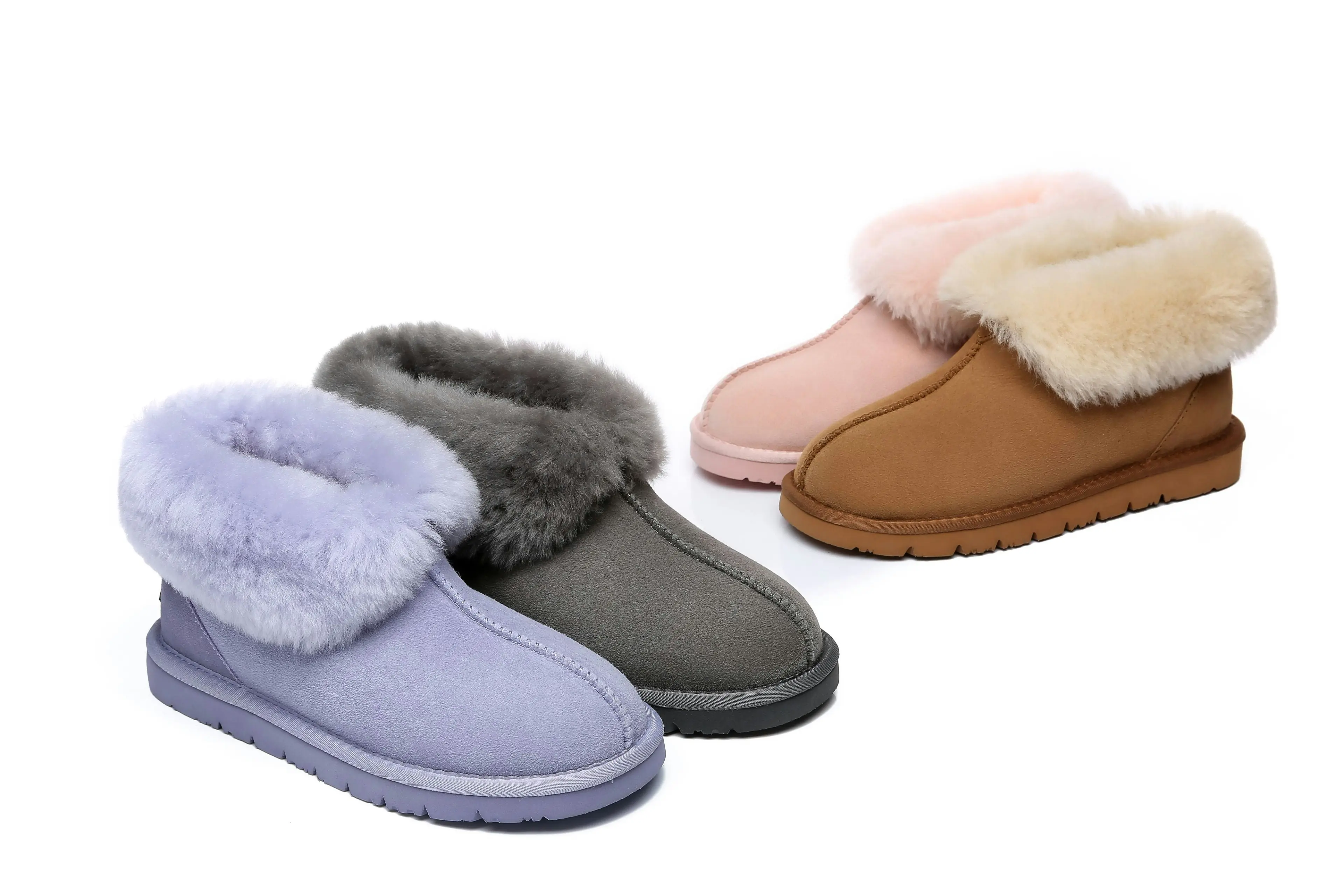 EVERAU 100% Australian Sheepskin Classic Ugg Ankle Mallow Slippers