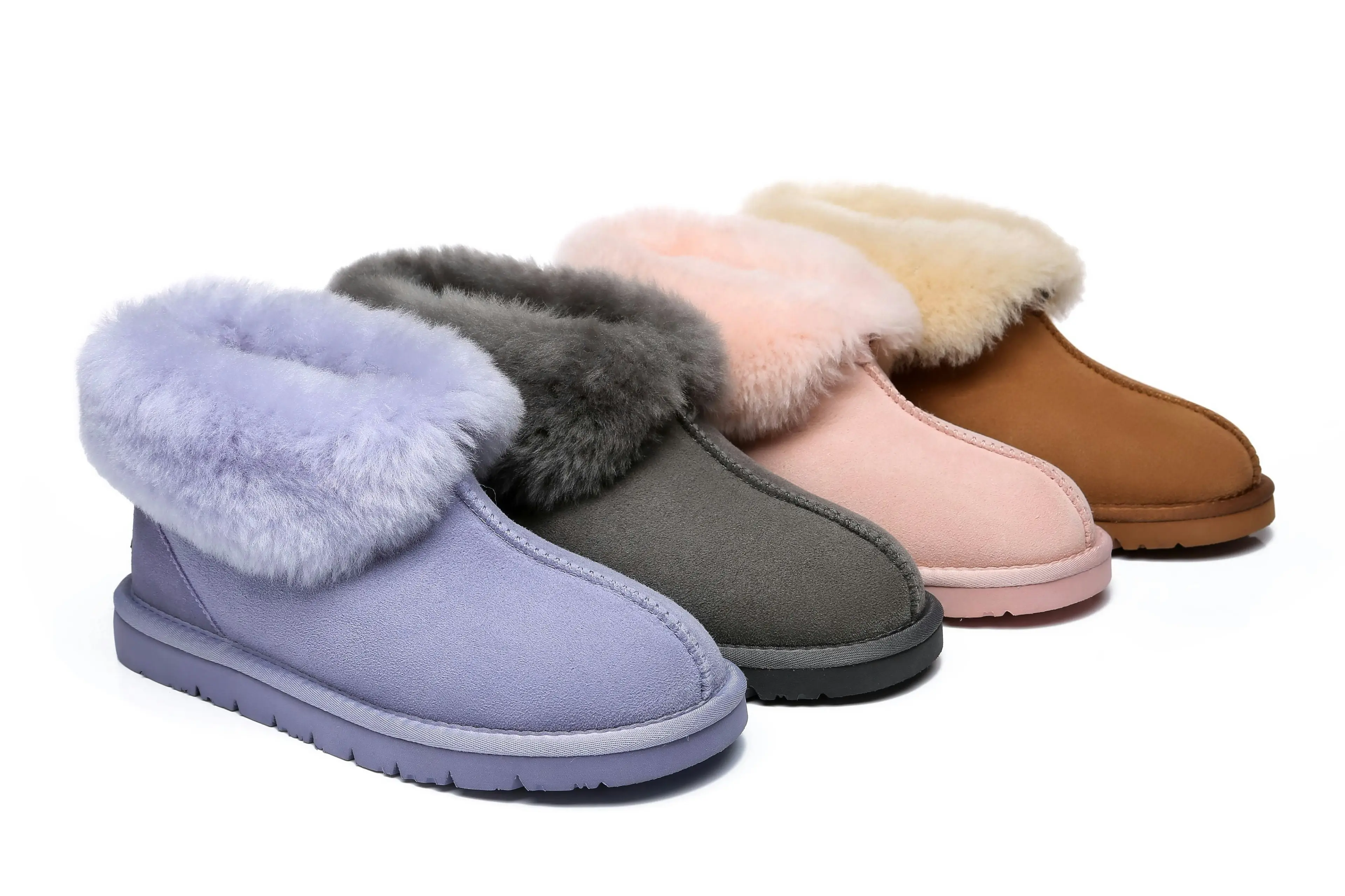 EVERAU 100% Australian Sheepskin Classic Ugg Ankle Mallow Slippers