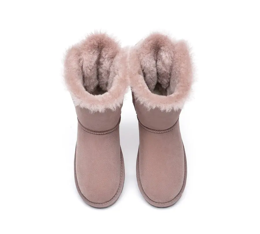 EVERAU®UGG Double Faced Sheepskin Twin bow-knots Short Back Boots