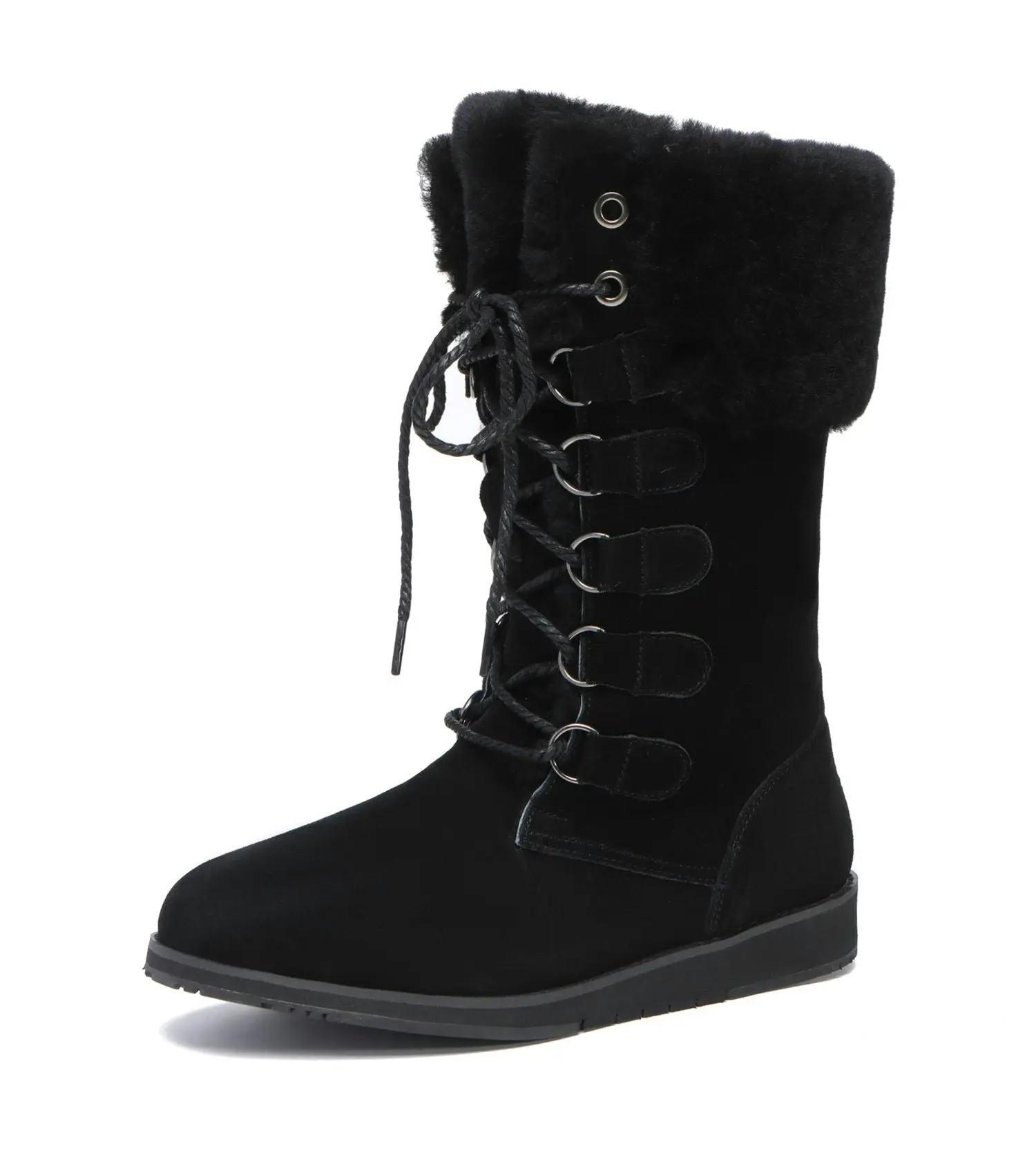 Tarramarra Lace Up Mid Calf Fashion Sheepskin Women Boots Becky