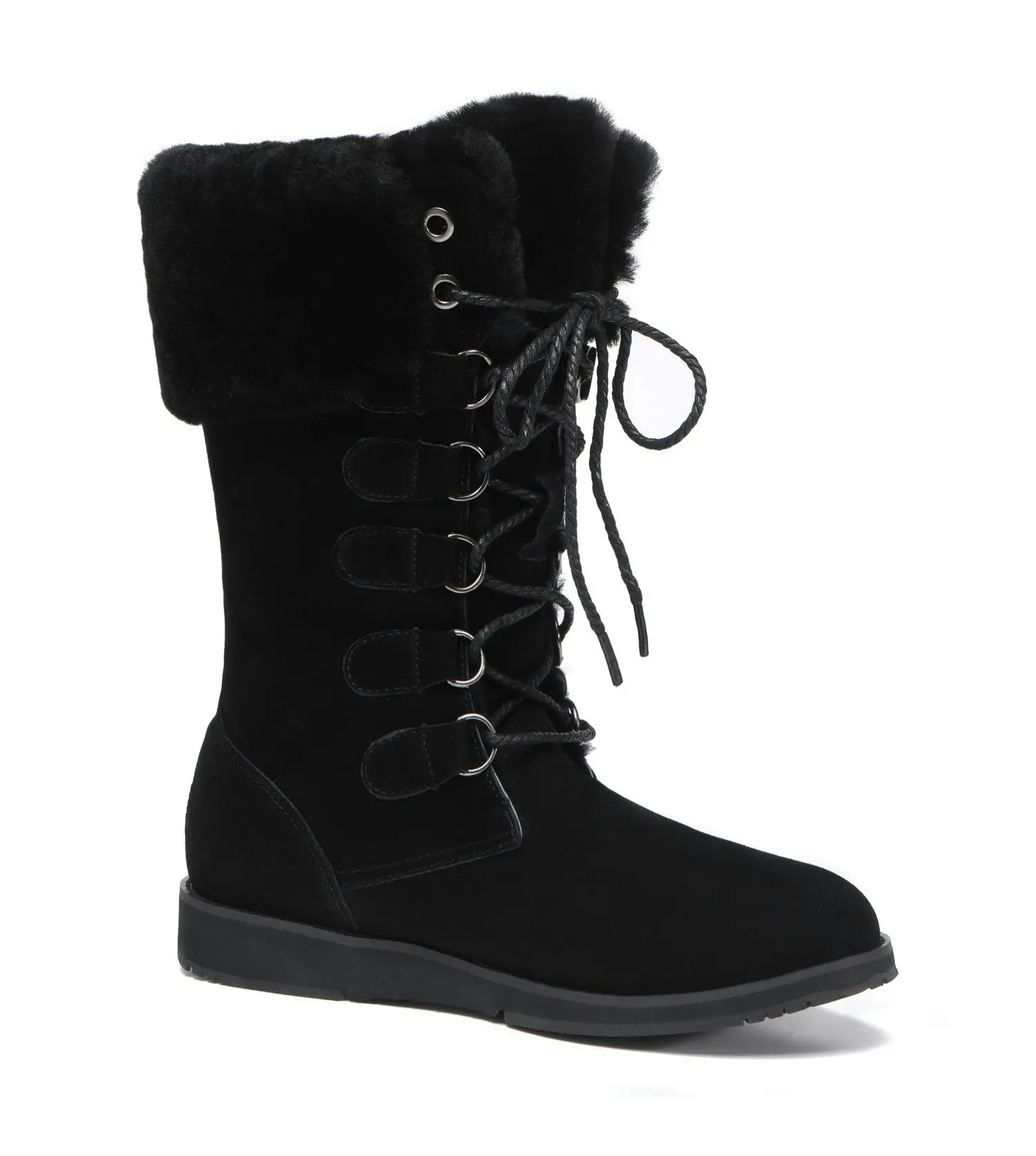 Tarramarra Lace Up Mid Calf Fashion Sheepskin Women Boots Becky