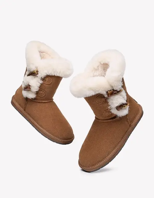 Australian Shepherd® UGG Women Short Boots Talia Sheepskin Horn Toggle Closure