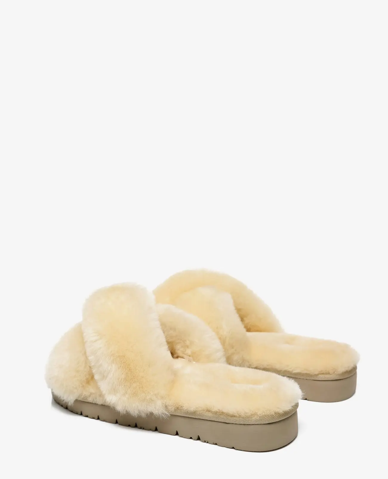 Australian Shepherd® Sheepskin Wool Women Fluffy Crossover Slide Slipper Leanna