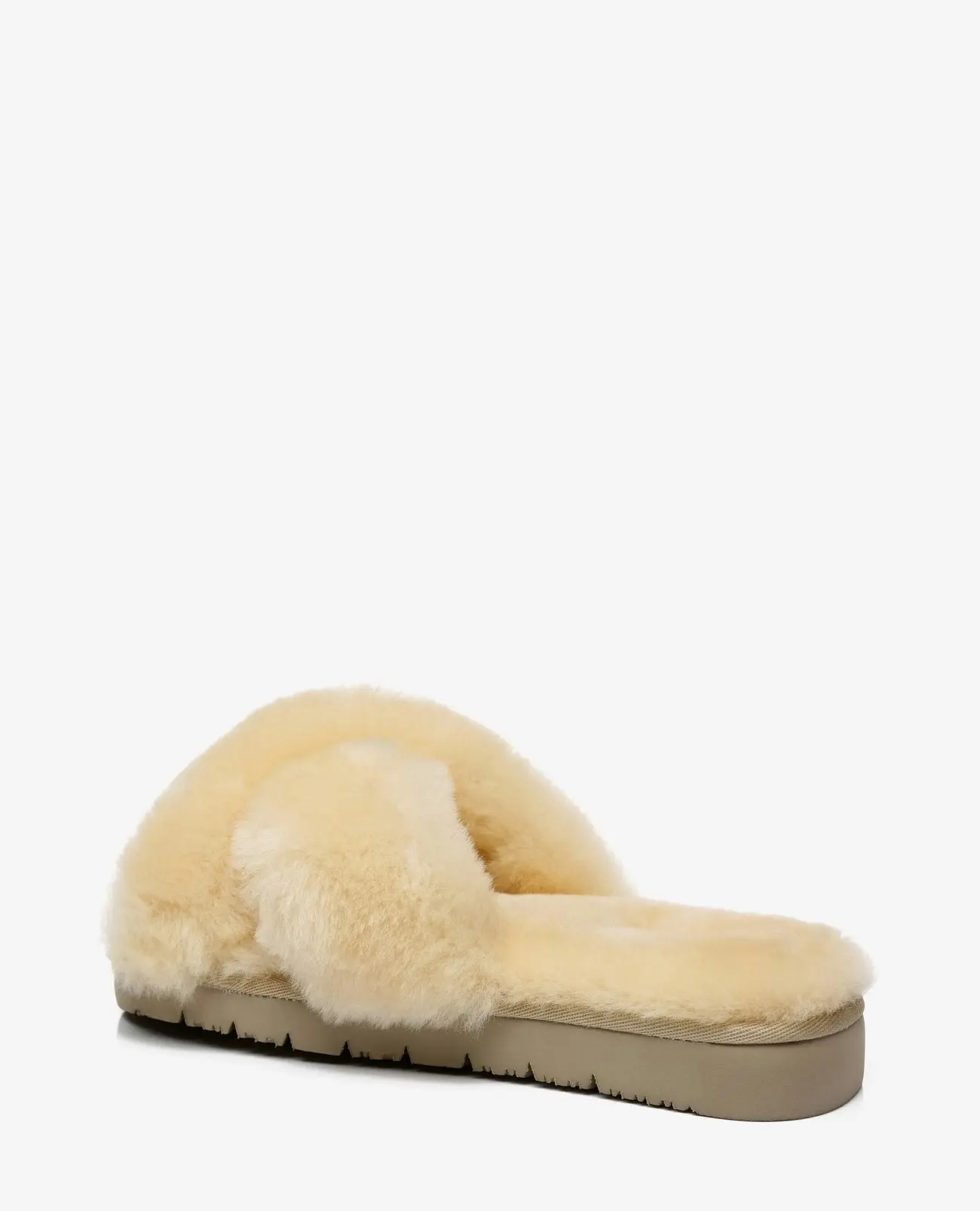 Australian Shepherd® Sheepskin Wool Women Fluffy Crossover Slide Slipper Leanna