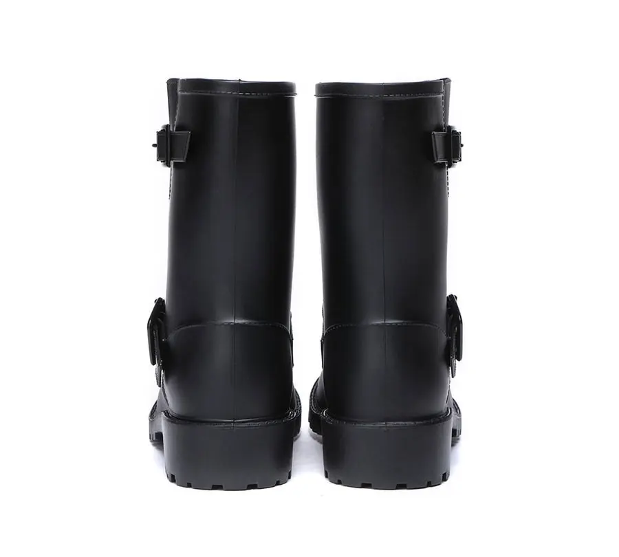 Tarramarra Black Rainboots Gumboots Women Mid Calf With Wool Insole