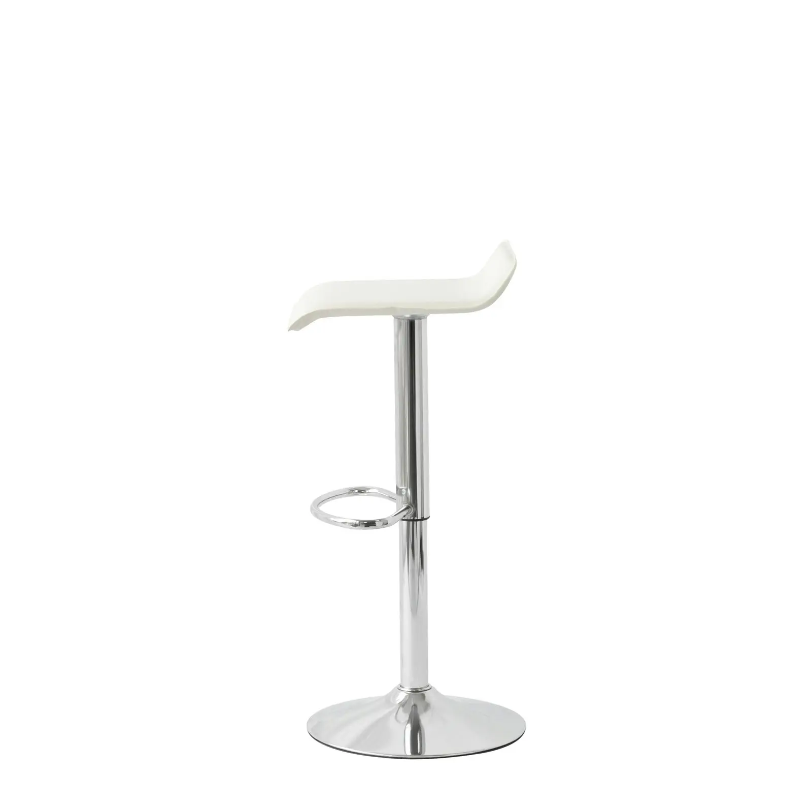 2 Leather Barstools (White) w/ Adjustable Height, 63-85cm