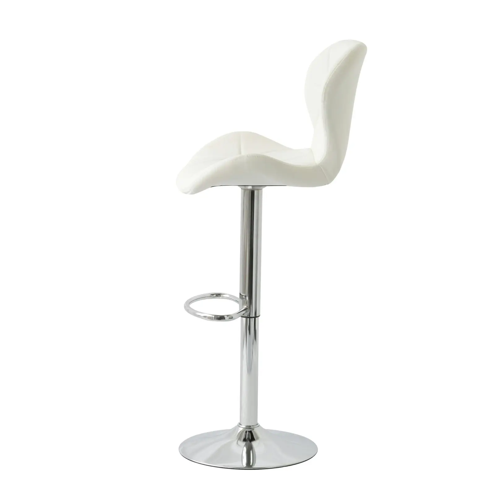 2 Comfortable Bar Stools (White) w/ Adjustable Height, 90-112cm