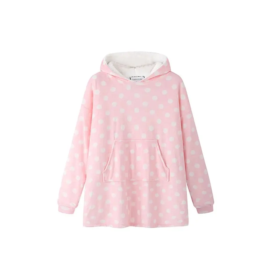 Tarramarra® Kids Reversible Hoodie Blanket Pink Polka Dot