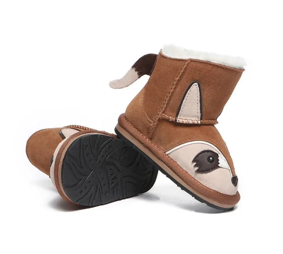 EVERAU Hook and Loop Ugg Boots Squirrel Toddler