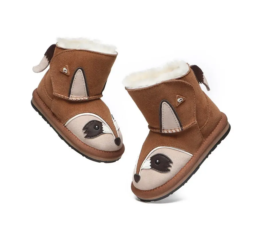 EVERAU Hook and Loop Ugg Boots Squirrel Toddler