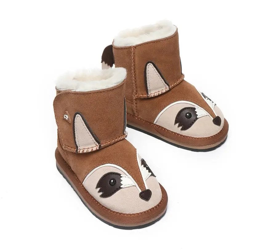 EVERAU Hook and Loop Ugg Boots Squirrel Toddler