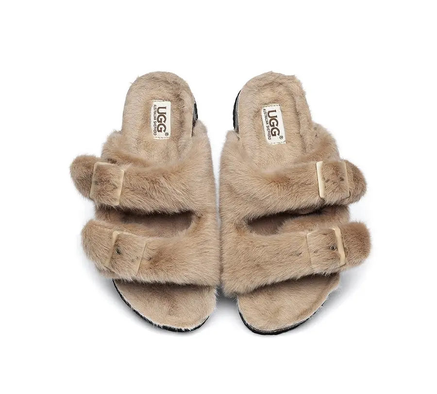 Australian Shepherd® UGG Women Fluffy Flat Sandal Slide Myla