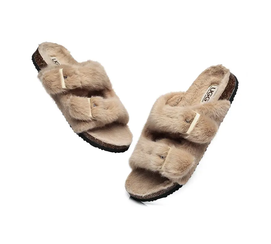 Australian Shepherd® UGG Women Fluffy Flat Sandal Slide Myla