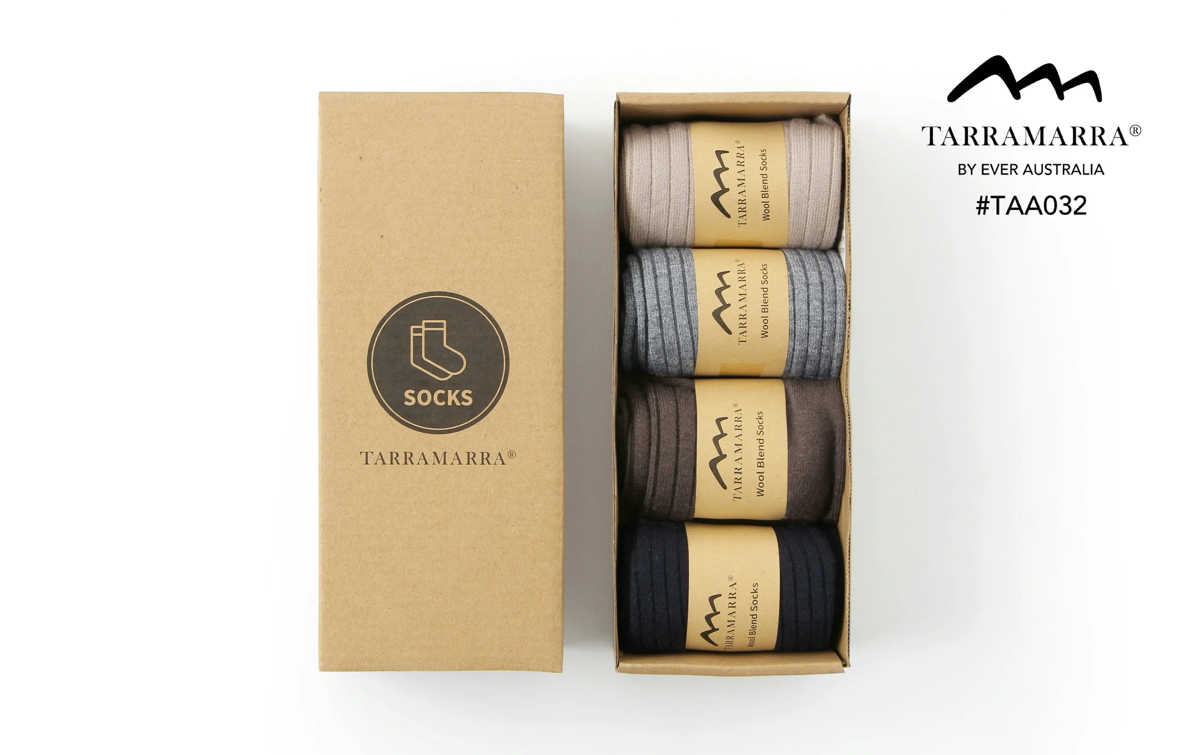 Tarramarra Men Wool Blend Socks 4 Pairs Pack