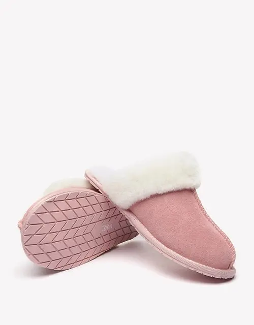 Australian Shepherd® Premium Sheepskin Wool Unisex Scuff Ugg Slippers Rosa Water Resistant