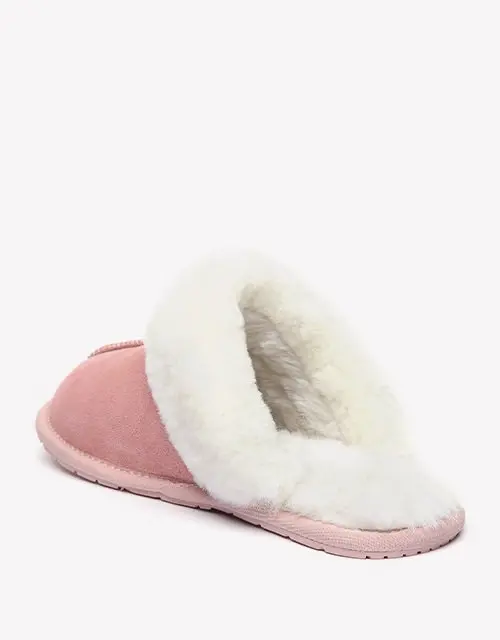 Australian Shepherd® Premium Sheepskin Wool Unisex Scuff Ugg Slippers Rosa Water Resistant