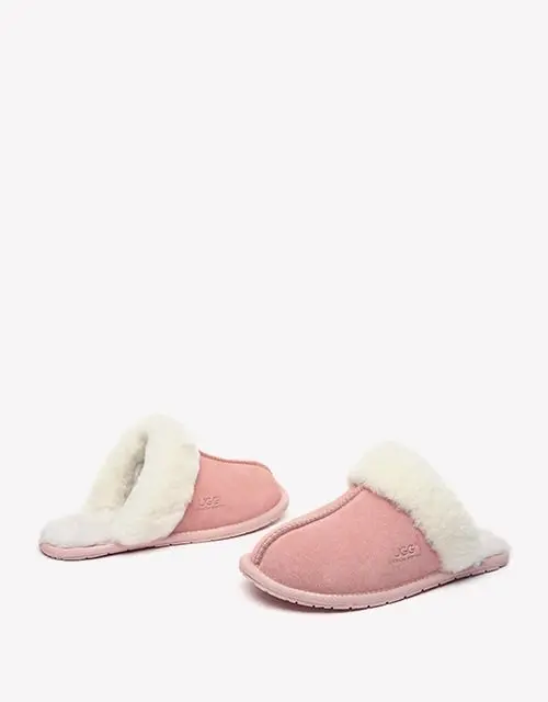 Australian Shepherd® Premium Sheepskin Wool Unisex Scuff Ugg Slippers Rosa Water Resistant