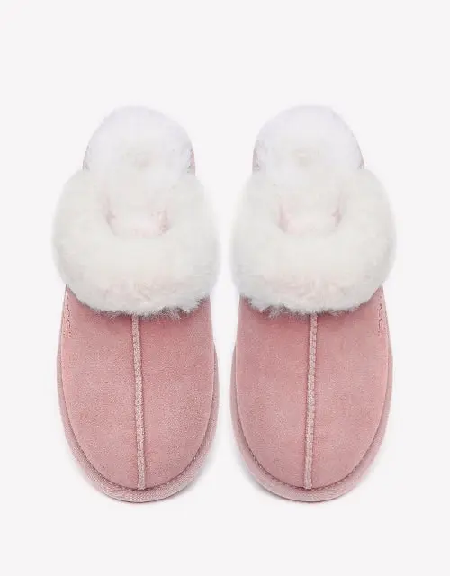 Australian Shepherd® Premium Sheepskin Wool Unisex Scuff Ugg Slippers Rosa Water Resistant