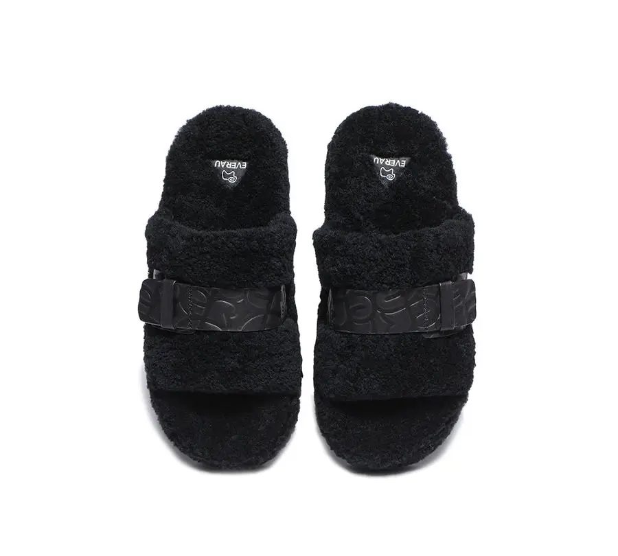 EVERAU®UGG  High-density Soft Wave-patterned Sheepskin Croft UGG Slipper