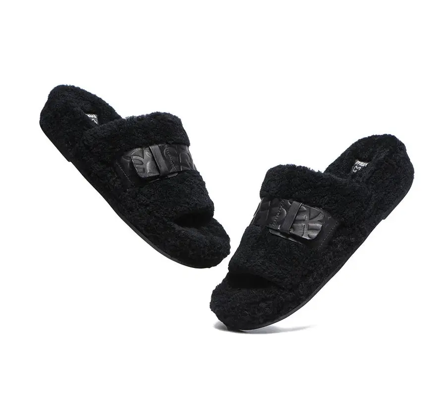 EVERAU®UGG  High-density Soft Wave-patterned Sheepskin Croft UGG Slipper