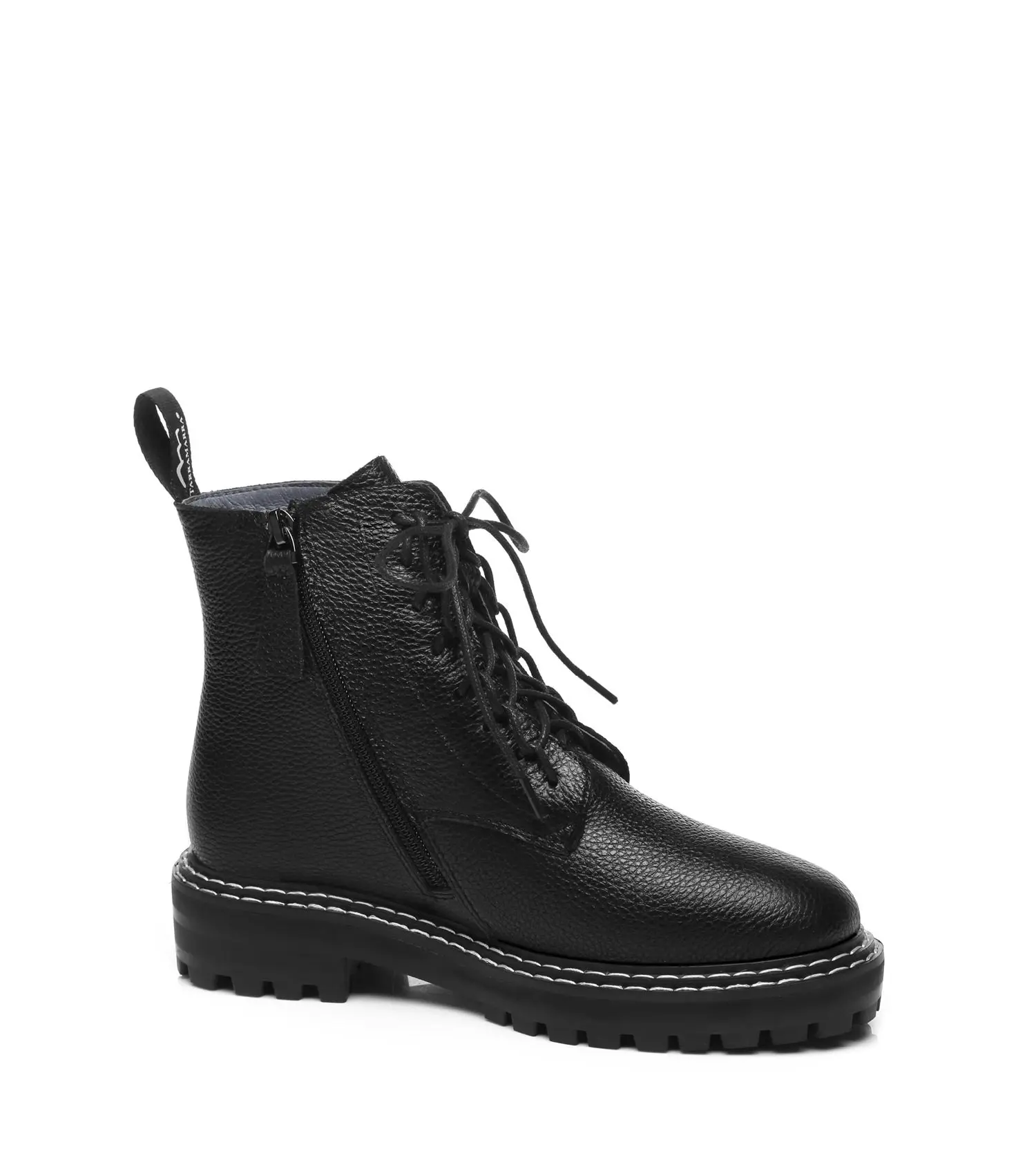 Tarramarra® Lana Lace Up Sheepskin Wool Boots Black High Top