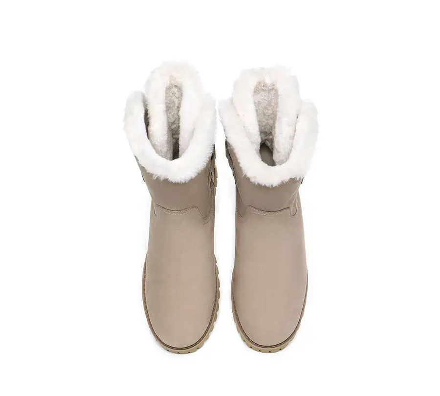 EVERAU® Cow leather Sheepskin Wool Boots Tina