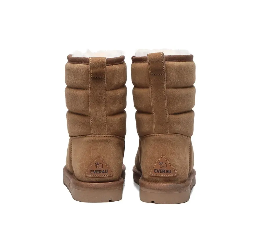 EVERAU®UGG Cow Suede Short Puffer Sheepskin Women Boots