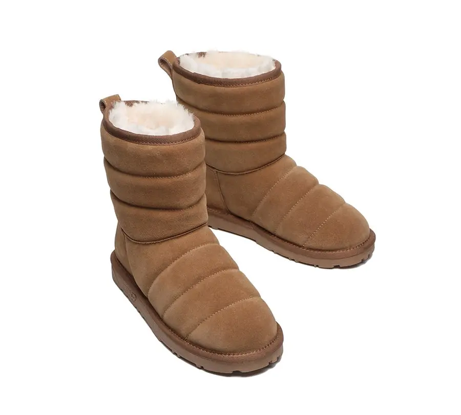 EVERAU®UGG Cow Suede Short Puffer Sheepskin Women Boots