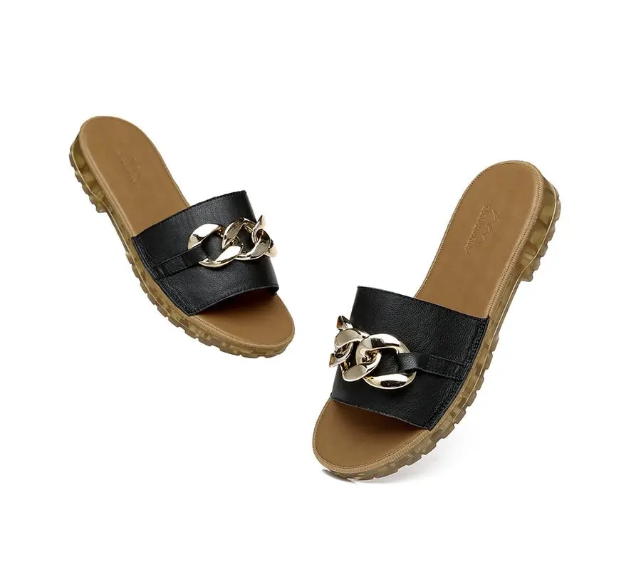 Tarramarra® Leather Flat Slides Women Jianna Ultra Soft Footbed