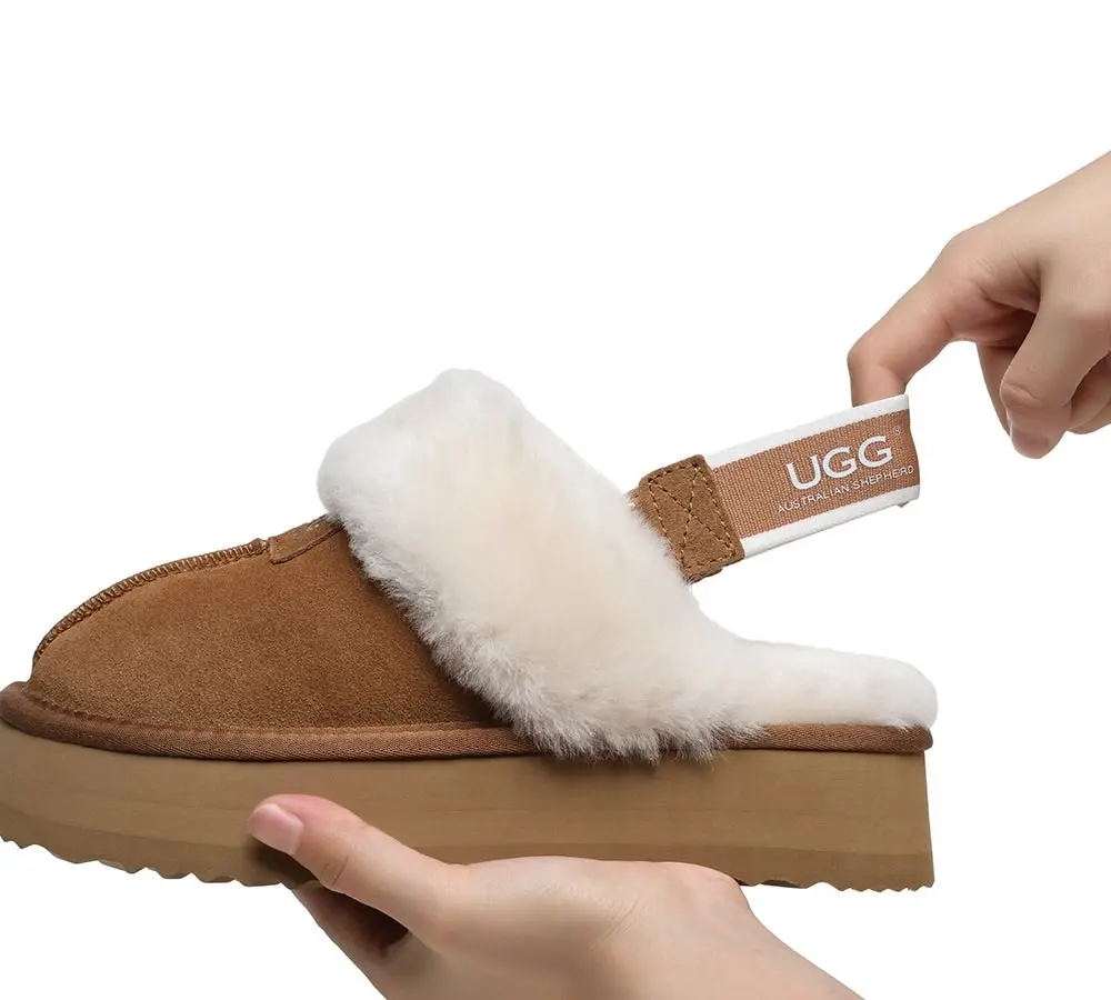 UGG Australian Shepherd Removable Strap Slingback UGG Slipper Women Waffle Platform