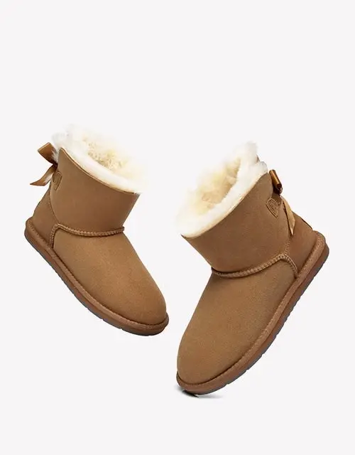 Australian Shepherd® Women Mini Ugg Boots with Single Back Bow Water Resistant