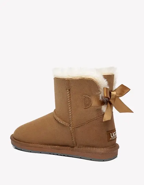 Australian Shepherd® Women Mini Ugg Boots with Single Back Bow Water Resistant