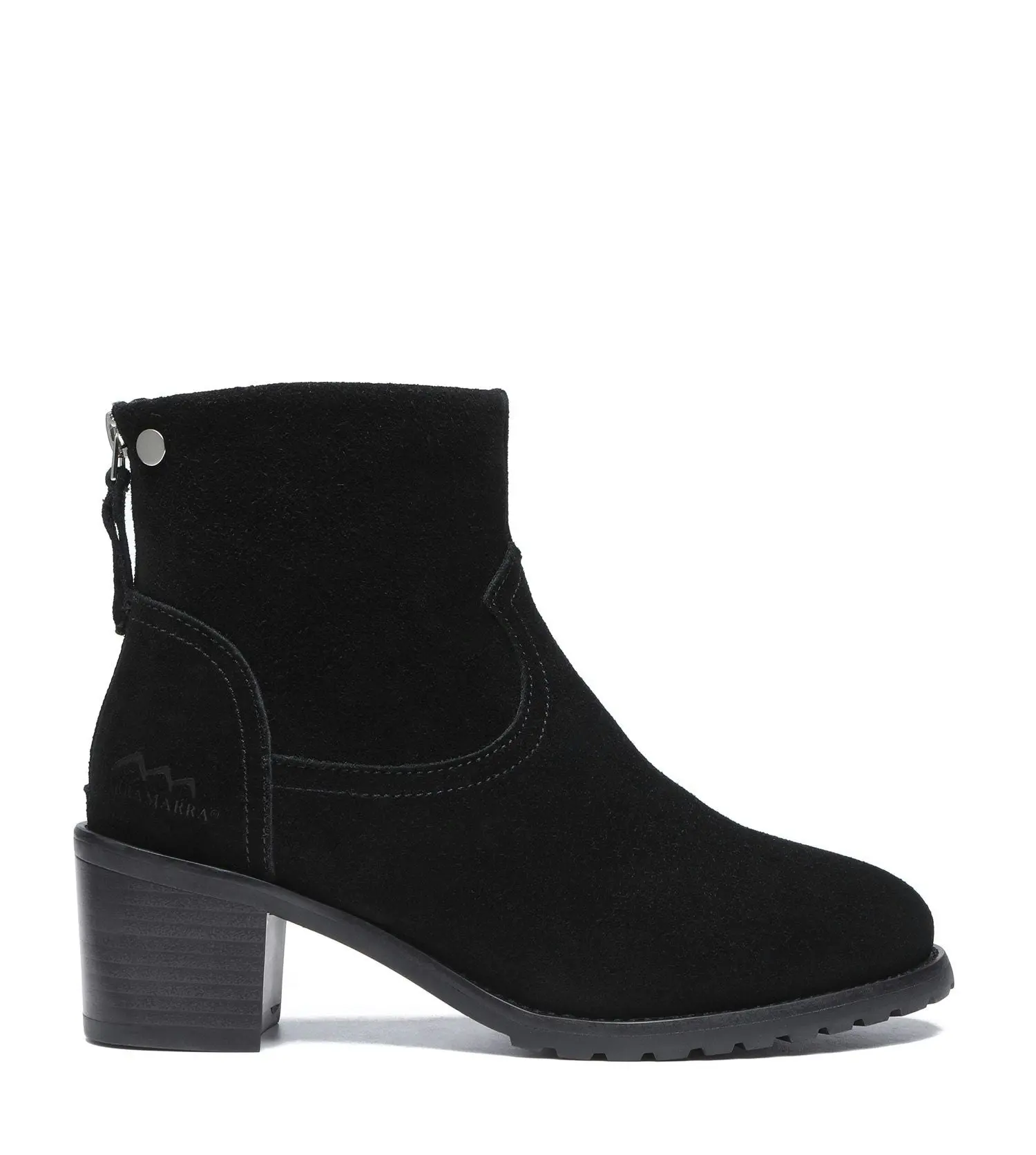 Tarramarra Black Leather Zipper Ankle Heel Boots Women Galena